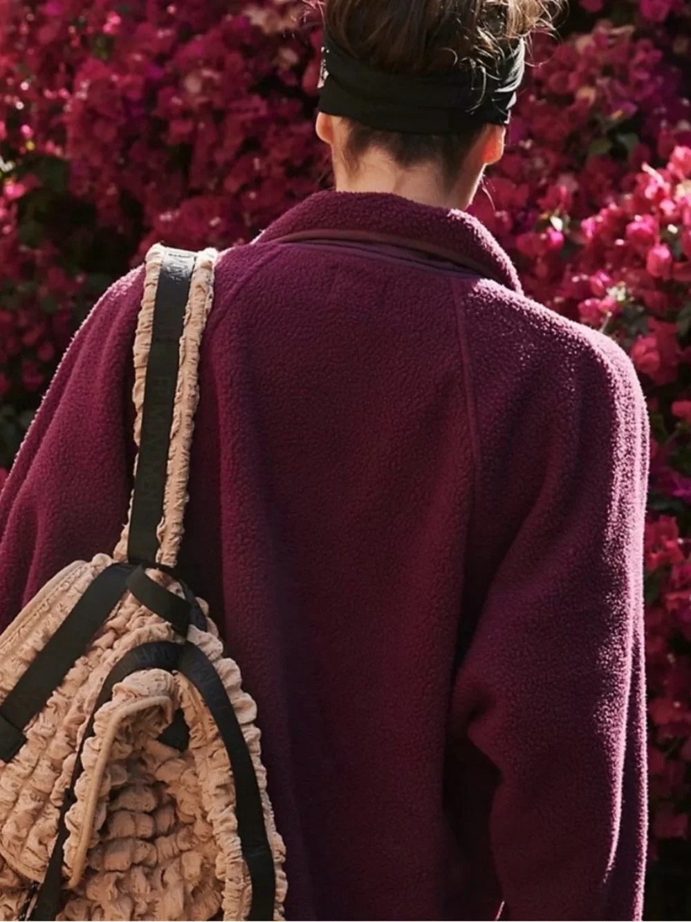 Free People Plush Sherpa Jacket in Burgundy